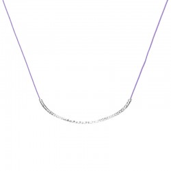 Collier court BOLZANO en argent - Cordon violet & Tube ciselé - DORIANE Bijoux