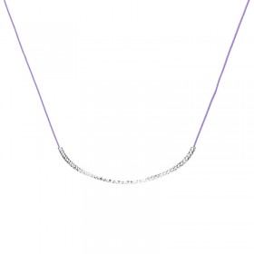 Collier court BOLZANO en argent - Cordon violet & Tube ciselé - DORIANE Bijoux