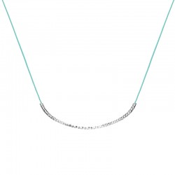 Collier court BOLZANO en argent - Cordon turquoise & Tube ciselé - DORIANE Bijoux