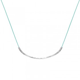 Collier court BOLZANO en argent - Cordon turquoise & Tube ciselé - DORIANE Bijoux