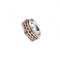 Bague TRIESTE en argent - Anneaux or rose, or jaune & zircons blancs TAILLE 54