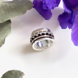 Bague TRIESTE en argent - Anneaux or rose, or jaune & zircons blancs TAILLE 54