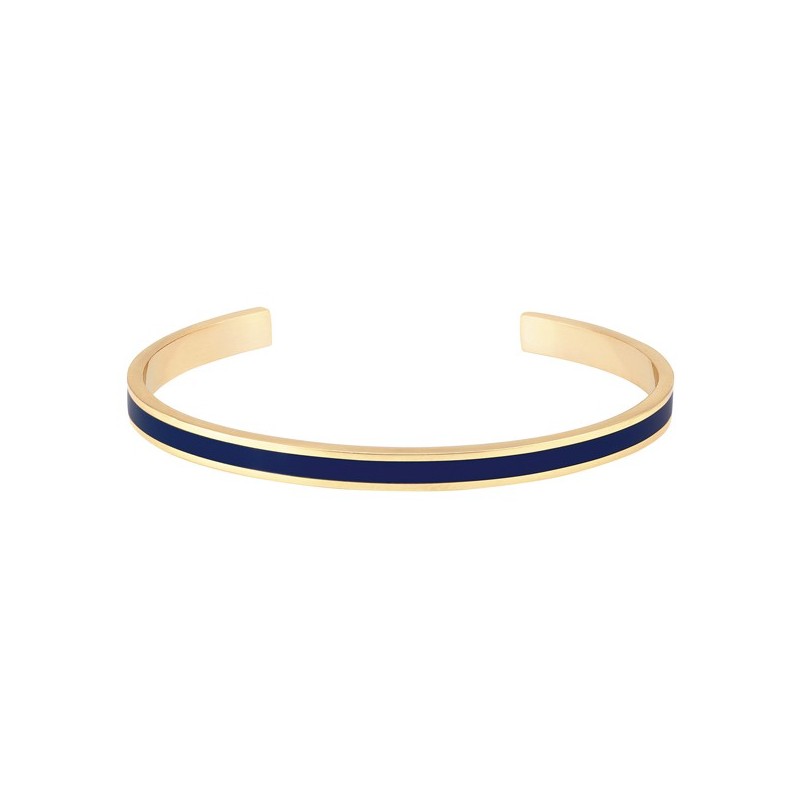 Bracelet jonc ouvert Bangle - Laiton doré & Email bleu nuit - BANGLE UP