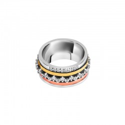 Bague TRIESTE en argent - Anneaux or rose, or jaune & zircons blancs TAILLE 54