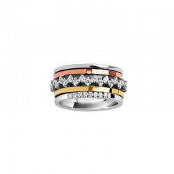 Bague TRIESTE en argent - Anneaux or rose, or jaune & zircons blancs THEMA