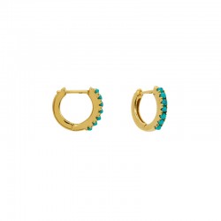 Boucles d'oreilles mini créoles Or RICA - Turquoises UNE A UNE