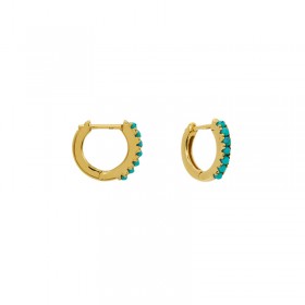 Boucles d'oreilles mini créoles Or RICA - Turquoises UNE A UNE
