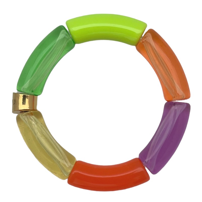 Bracelet jonc élastiqué BATIDA 1 - Vert orange jaune & violet PARABAYA Bracelet jonc élastiqué BATIDA 1 - Vert orange jaune & violet PARABAYA