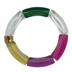 Bracelet jonc élastiqué FOSCO 1 doré - Blanc violet jaune & vert PARABAYA