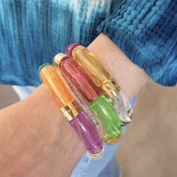 Bracelet jonc élastiqué FOSCO 3 - Violet rose orange vert & turquoise