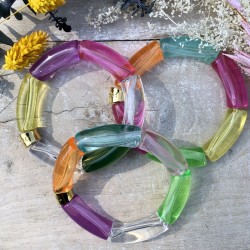 Bracelet jonc élastiqué FOSCO 3 - Violet rose orange vert & turquoise