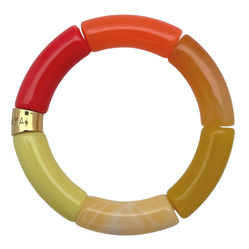 Bracelet jonc élastiqué MARACUJA 1 - Jaune orange & corail Bracelet jonc élastiqué MARACUJA 1 - Jaune orange & corail