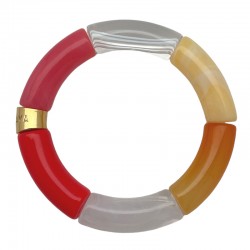 Bracelet jonc élastiqué MARACUJA 2 - Jaune rose corail orange & blanc PARABAYA