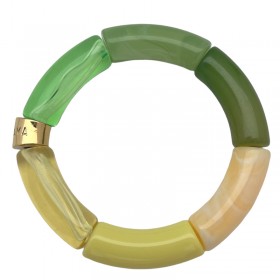 Bracelet jonc élastiqué LIMONADA 2 - Camaïeu de jaune écru & doré pailleté PARABAYA
