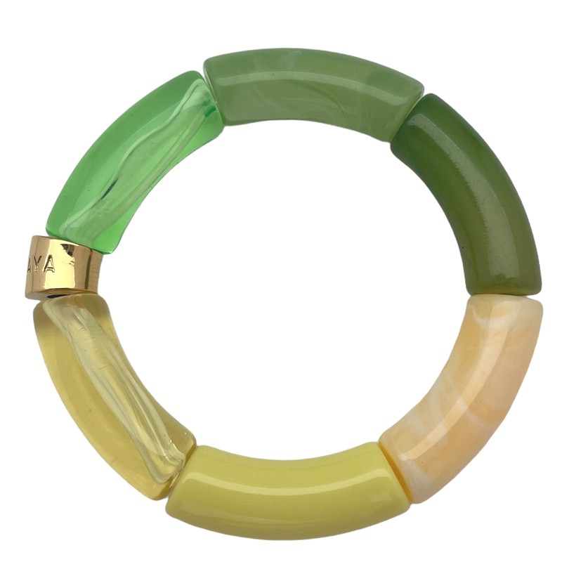 Bracelet jonc élastiqué LIMONADA 2 - Camaïeu de jaune écru & doré pailleté PARABAYA Bracelet jonc élastiqué LIMONADA 2 - Camaïeu de jaune écru & doré pailleté PARABAYA