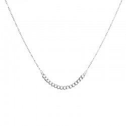 Collier court fin en argent - Chaînes diamantée & Plastron maille gourmette - DORIANE Bijoux