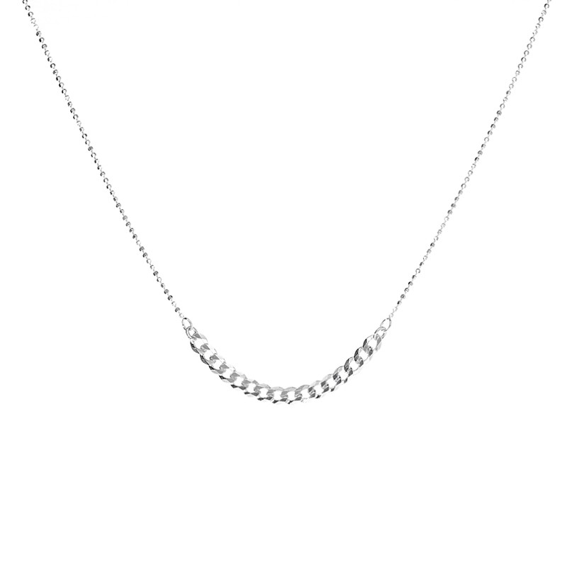 Collier court fin en argent - Chaînes diamantée & Plastron maille gourmette - DORIANE Bijoux Collier court fin en argent - Chaînes diamantée & Plastron maille gourmette - DORIANE Bijoux