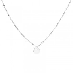 Collier court fin en argent - Chaînes tubes diamantés & Pastille DORIANE Bijoux