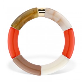 Bracelet jonc élastiqué LARANJA 1 - Corail écaille beige & taupe PARABAYA