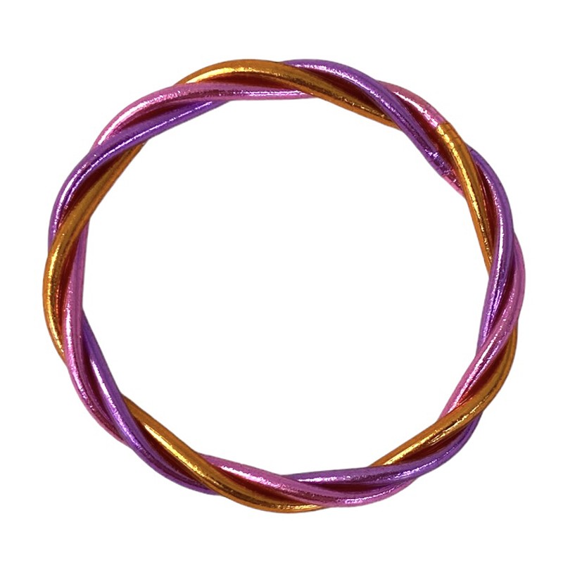 Bracelet Jonc BOUDDHISTE Chance - Texturé épais, double torsadé orange violet fuschia inédit Maison IZEL