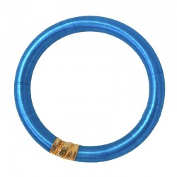 Bracelet Jonc BOUDDHISTE Chance - Fils de soie unis, tecturé épais, bleu turquoise inédit signé Maison IZEL