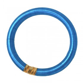 Bracelet Jonc BOUDDHISTE Chance - Fils de soie unis, tecturé épais, bleu turquoise inédit signé Maison IZEL