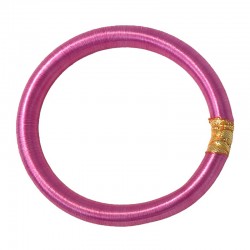 Bracelet Jonc BOUDDHISTE Chance & Fils de soie unis, tecturé épais, rose inédit signé maison IZEI