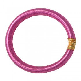 Bracelet Jonc BOUDDHISTE Chance & Fils de soie unis, tecturé épais, rose inédit signé maison IZEI