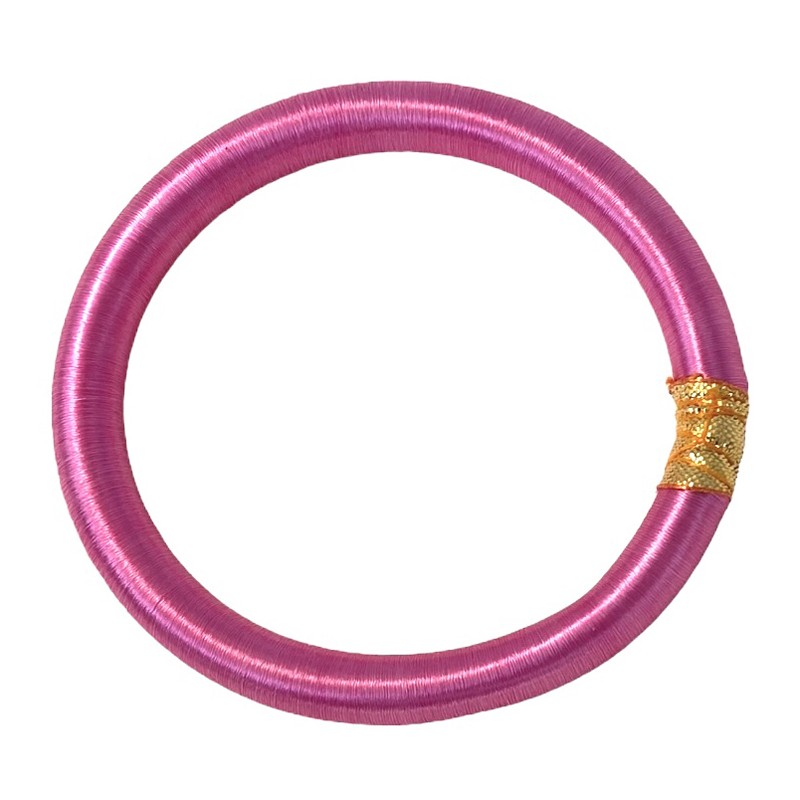 Bracelet Jonc BOUDDHISTE Chance & Fils de soie unis, tecturé épais, rose inédit signé maison IZEI Bracelet Jonc BOUDDHISTE Chance & Fils de soie unis, tecturé épais, rose inédit signé maison IZEI