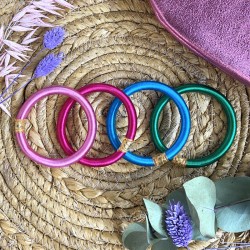 Bracelet Jonc BOUDDHISTE Chance & Fortune Fils de soie unis, tecturé épais, vert inédit TAILLE S