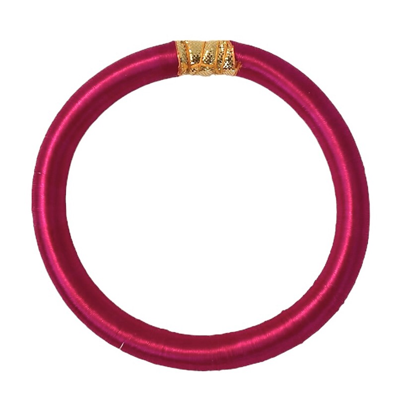 Bracelet Jonc BOUDDHISTE Chance & Fils de soie unis, tecturé épais, rose fuchsia inédit signé Maison IZEL Bracelet Jonc BOUDDHISTE Chance & Fils de soie unis, tecturé épais, rose fuchsia inédit signé Maison IZEL