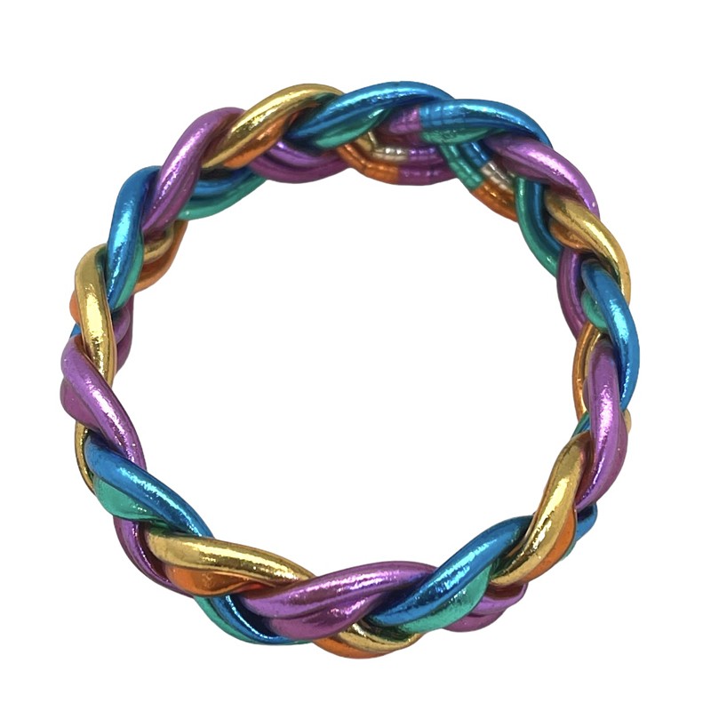 Bracelet Jonc BOUDDHISTE Chance - Texturé épais, double tressé multicolor inédit MAISON IZEL