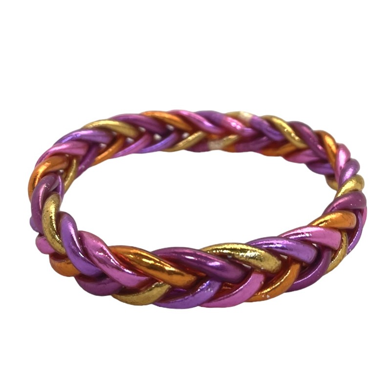 Bracelet Jonc BOUDDHISTE Chance - Texturé épais, double tressé orange rose violet inédit Maison IZEL Bracelet Jonc BOUDDHISTE Chance - Texturé épais, double tressé orange rose violet inédit Maison IZEL