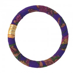 Bracelet Jonc BOUDDHISTE Chance - Tissu Sari vintage, Texturé épais, violet inédit inédit Maison Izel