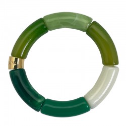 Bracelet jonc élastiqué MANDEVILLA 3 - Camaïeux de verts & écru