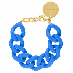 Bracelet FLAT CHAIN BLUE Doré - Gros Maillons plats bleu  VANESSA BARONI