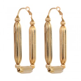 Boucles d'oreilles créoles rectangulaires INTI Or - Perles & Tubes striés  SATELLITE