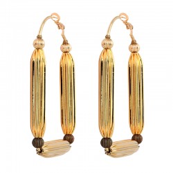 Boucles d'oreilles rectangulaires INTI bronze doré - Tubes striés SATELLITE