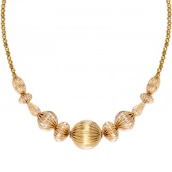 Collier court INTI Or - Perles Hématites & Plastron perles striées