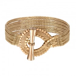 Bracelet gourmette Chaîne NOLITA doré - Boucle chaînettes & Barrette signé SATELLITE