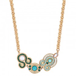 Collier court chaîne CIRCUS Or - Plastron antique & Perles turquoise