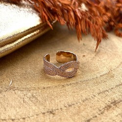 Bague large ajustable NOLITA dorée - Anneau & Croisés multi chaînes