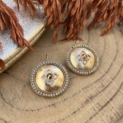 Boucles d'oreilles Dormeuses PORTE-BONHEUR Or - Feuilles de cuivre doré