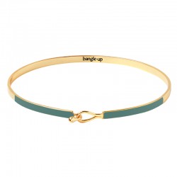 Bracelet Jonc fermé fin LILY Verde doré - Fermoir crochet signé BANGLE UP