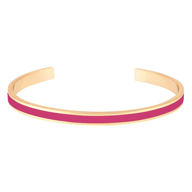 Bracelet jonc ouvert BANGLE Rose Cabaret doré signé BANGLE UP