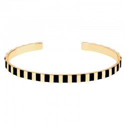 Bracelet jonc ouvert INES Noir doré signé BANGLE UP