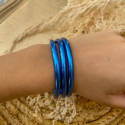 Bracelet Jonc BOUDDHISTE chance amour fortune épais - Bleu Saphir TAILLE S