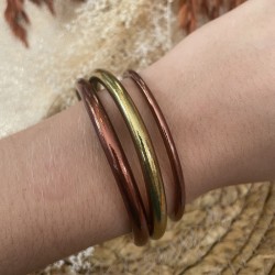 Bracelet Jonc BOUDDHISTE Chance - Texturé épais, Brown marron inédit TAILLE S