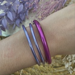 Bracelet Jonc BOUDDHISTE Chance fin - Lilas inédit TAILLE L