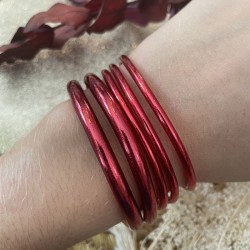 Bracelet Jonc BOUDDHISTE Chance amour forutune fin - Rouge Bordeaux TAILLE L